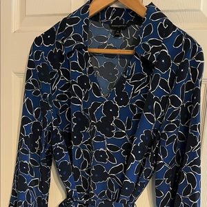 Banana Republic blue floral wrap dress